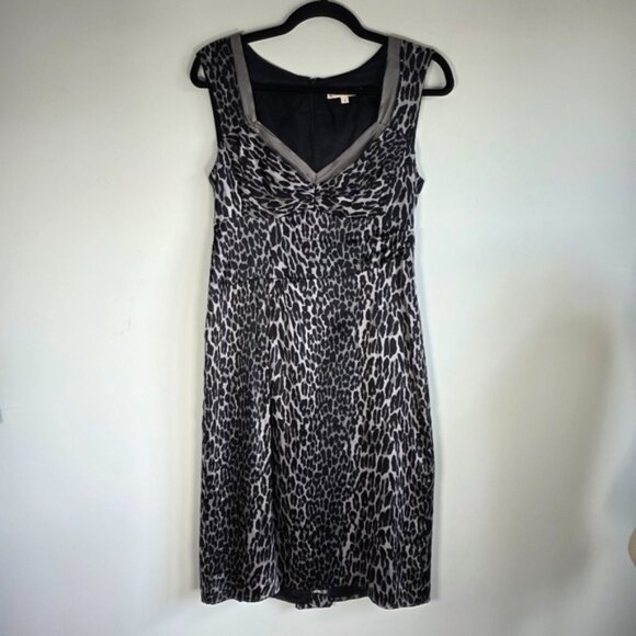 Nanette Lepore Ever More 100% Silk Leopard Print Black Lined Dress Sz 6 - Picture 7 of 12